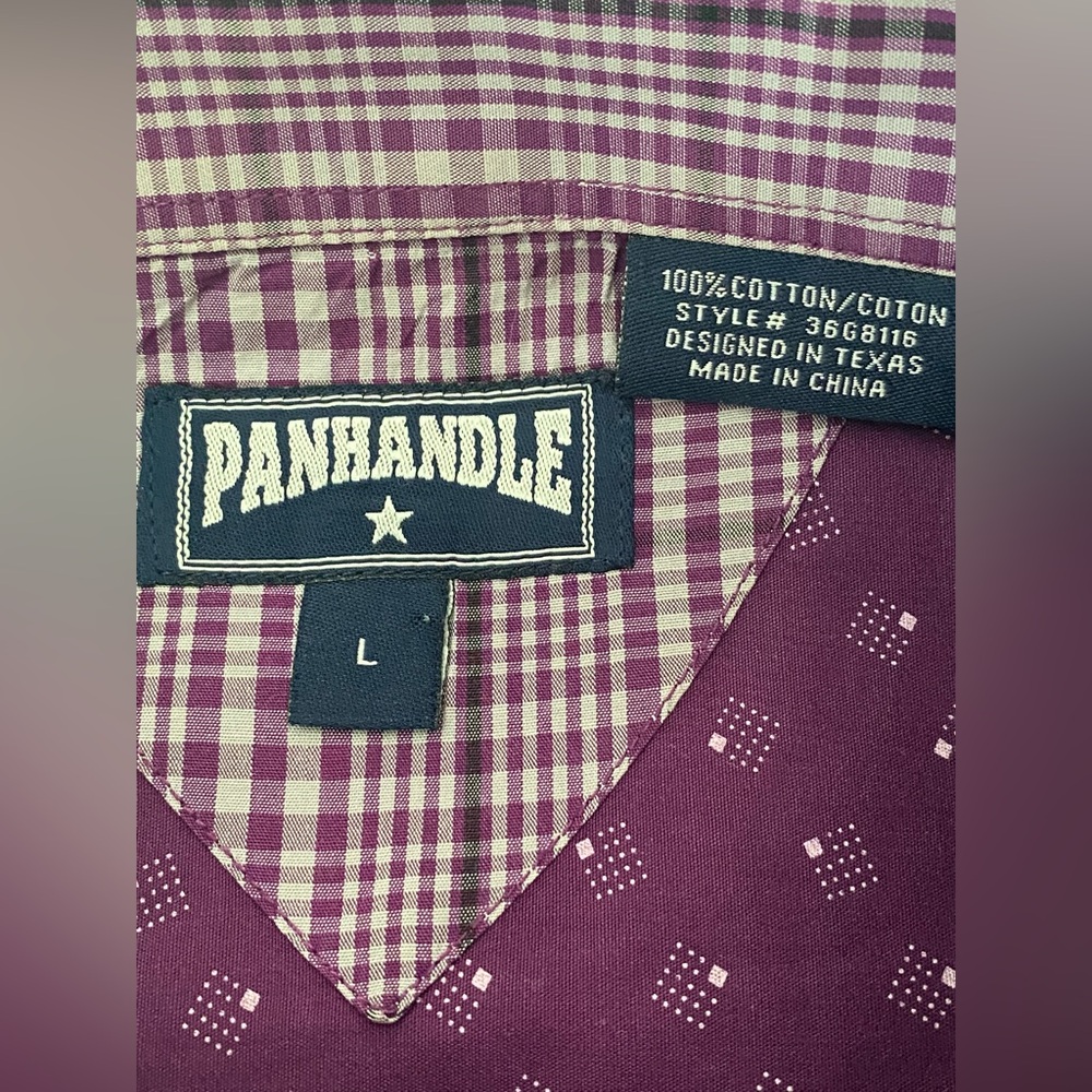 Panhandle Slim Western Shirt Men’s Large Purple Long Sleeve Button Down EUC - Picture 6 of 9